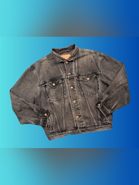 Handmade, Upcycled Black, Full House, Levi's Denim Jacket Size L - Picture 2 of 4